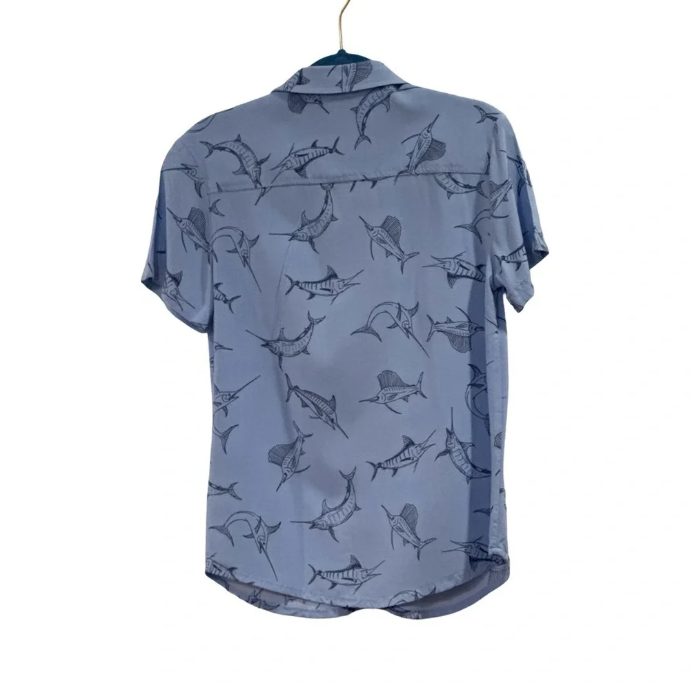 Tommy Bahama Boys Marlin Fish Print Shirt and Shorts. Light Blue